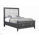 Transitional California King Storage Bed with Fabric Headboard, Gray and Cream