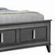 Transitional California King Storage Bed with Fabric Headboard, Gray and Cream