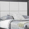 Transitional California King Storage Bed with Fabric Headboard, Gray and Cream