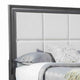 Transitional California King Storage Bed with Fabric Headboard, Gray and Cream