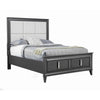 Transitional Standard King Storage Bed with Fabric Headboard, Gray and Cream