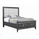 Transitional Standard King Storage Bed with Fabric Headboard, Gray and Cream