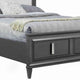 Transitional Standard King Storage Bed with Fabric Headboard, Gray and Cream