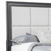 Transitional Standard King Storage Bed with Fabric Headboard, Gray and Cream