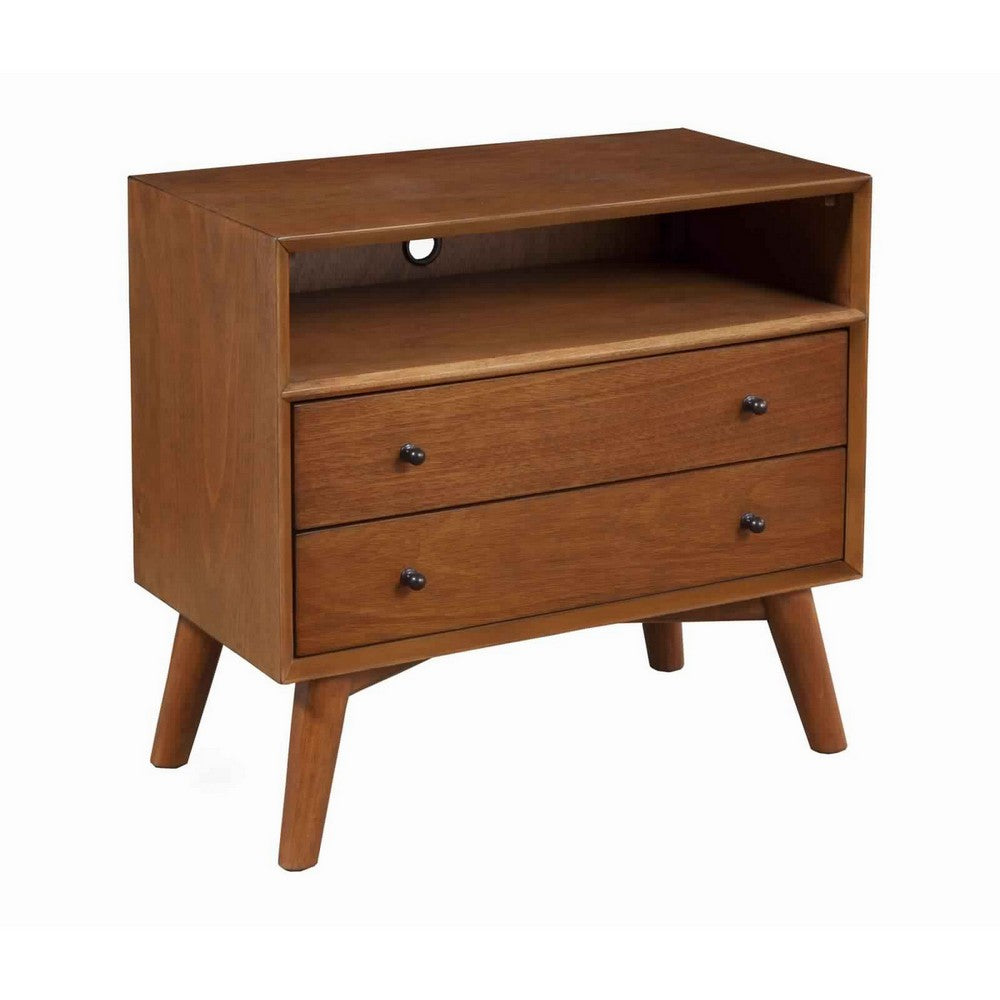 26’’ 2-Drawer Nightstand with Open Compartment Brown By Casagear Home BM222486