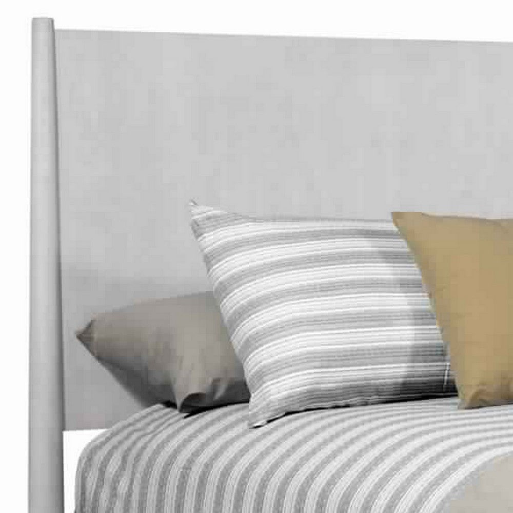 Mid Century Modern Wooden Queen Panel Bed with Round Legs, Gray