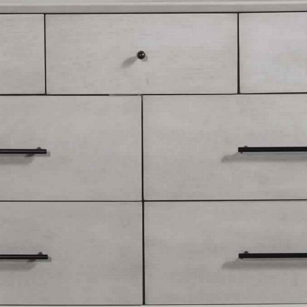 7 Drawer Mid Century Modern Wooden Dresser with Splayed Legs, Gray