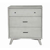 3 Drawer Mid Century Modern Wooden Chest with Splayed Legs, Small, Gray