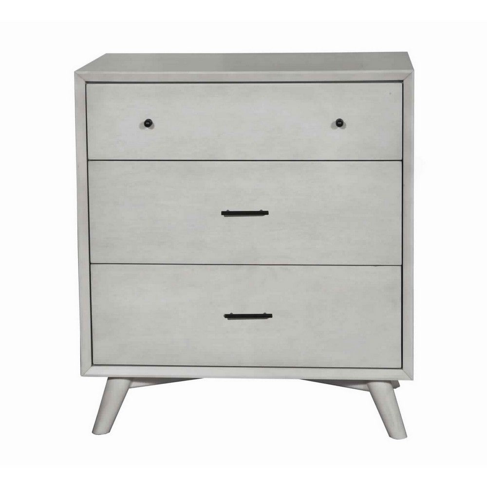 3 Drawer Mid Century Modern Wooden Chest with Splayed Legs, Small, Gray