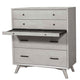 4 Drawer Mid Century Modern Wooden Chest with Pull Out Tray, Gray