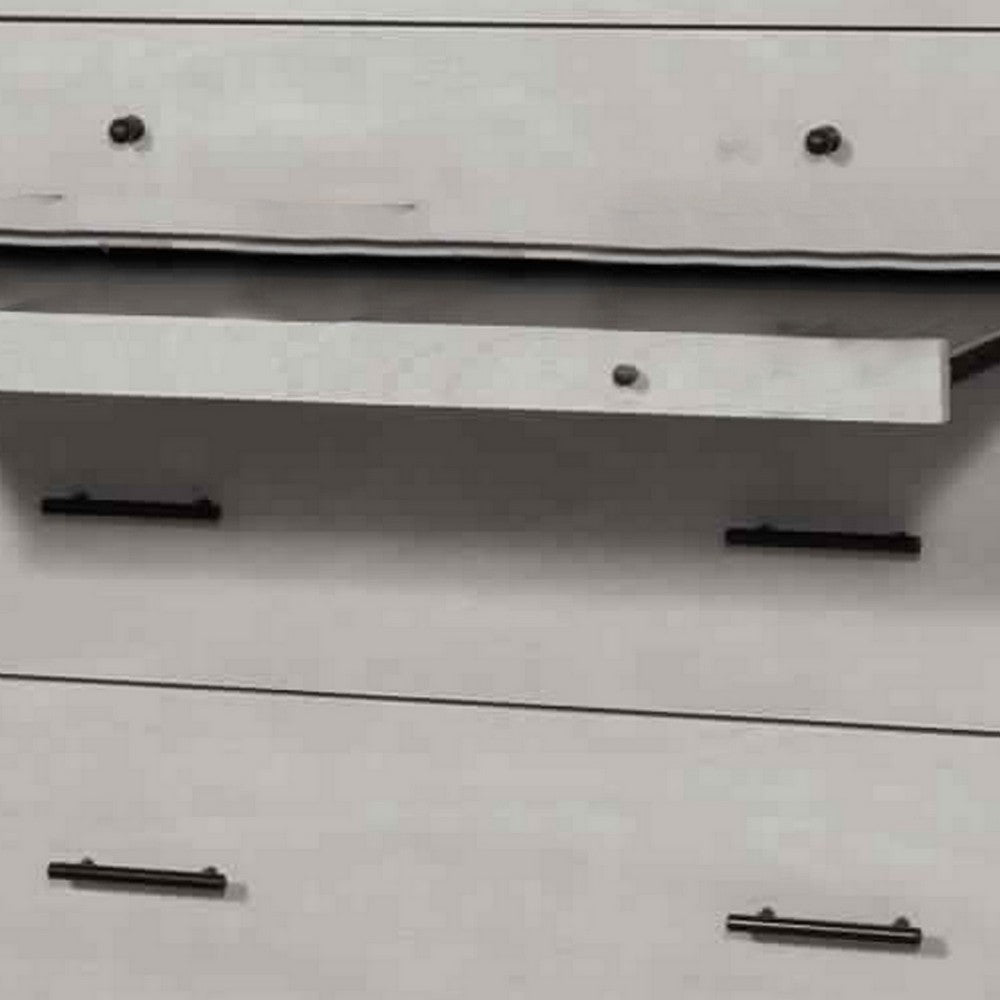 4 Drawer Mid Century Modern Wooden Chest with Pull Out Tray, Gray