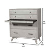 4 Drawer Mid Century Modern Wooden Chest with Pull Out Tray, Gray