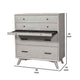 4 Drawer Mid Century Modern Wooden Chest with Pull Out Tray, Gray