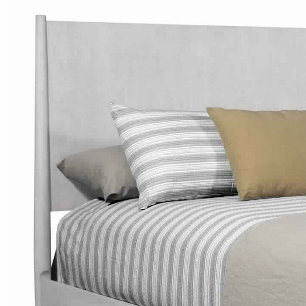 Mid Century Modern Wooden California King Bed with Round Legs, Gray