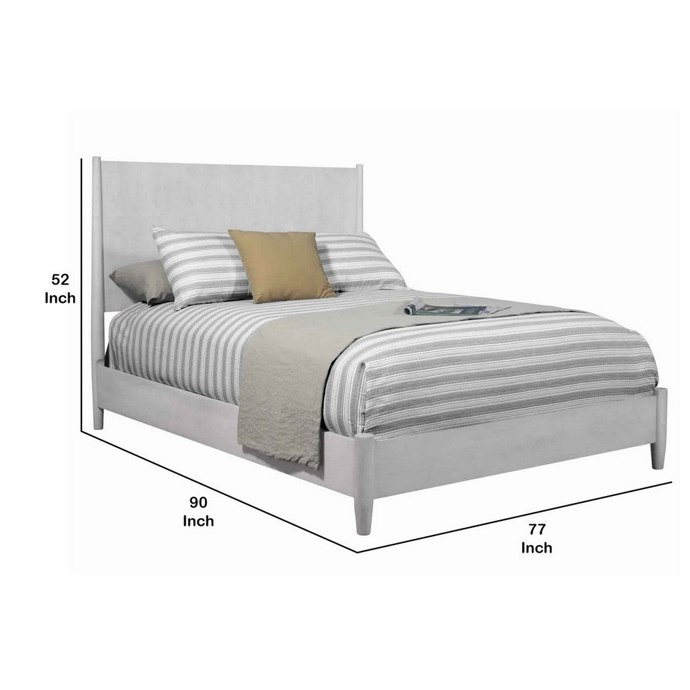 Mid Century Modern Wooden California King Bed with Round Legs, Gray