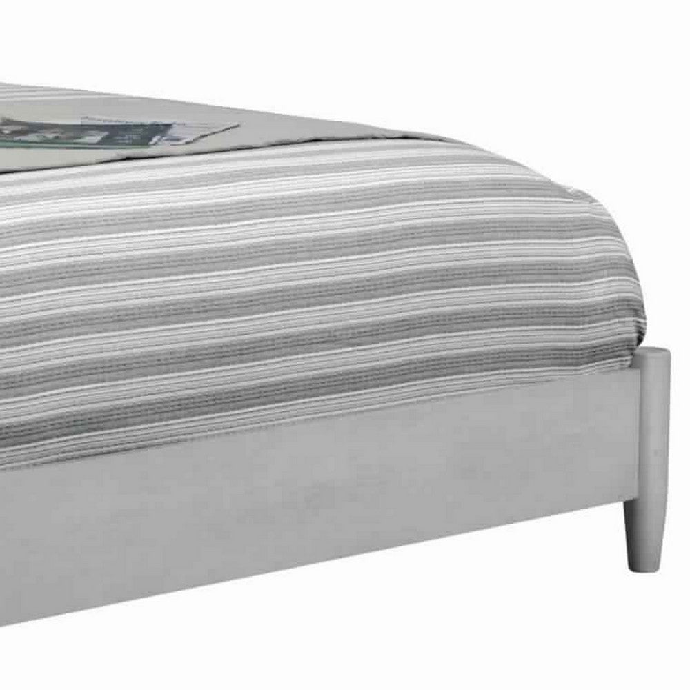 Mid Century Modern Wooden Standard King Bed with Round Legs, Gray
