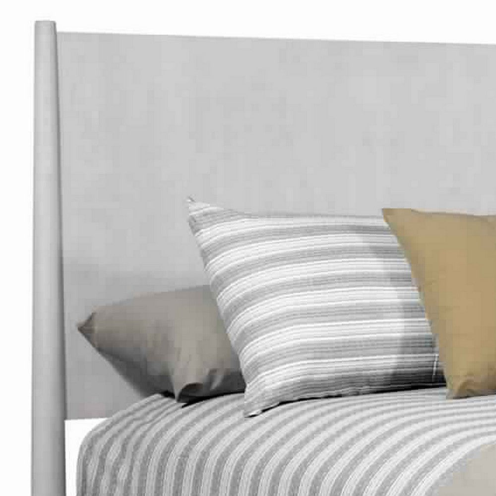 Mid Century Modern Wooden Standard King Bed with Round Legs, Gray
