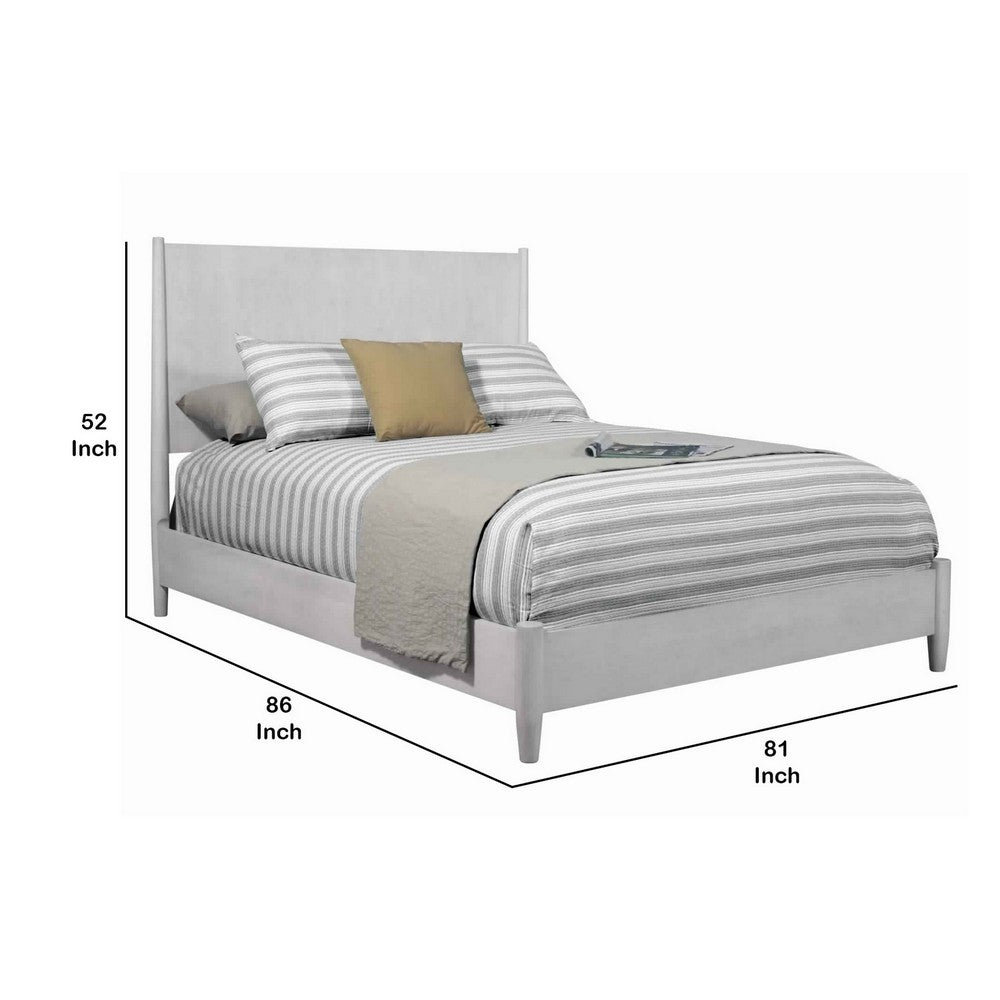 Mid Century Modern Wooden Standard King Bed with Round Legs, Gray