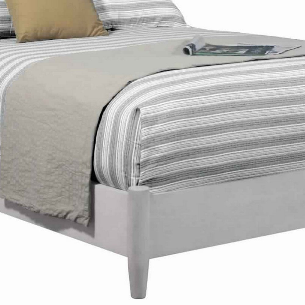 Mid Century Modern Wooden Full Size Bed with Round Legs, Gray