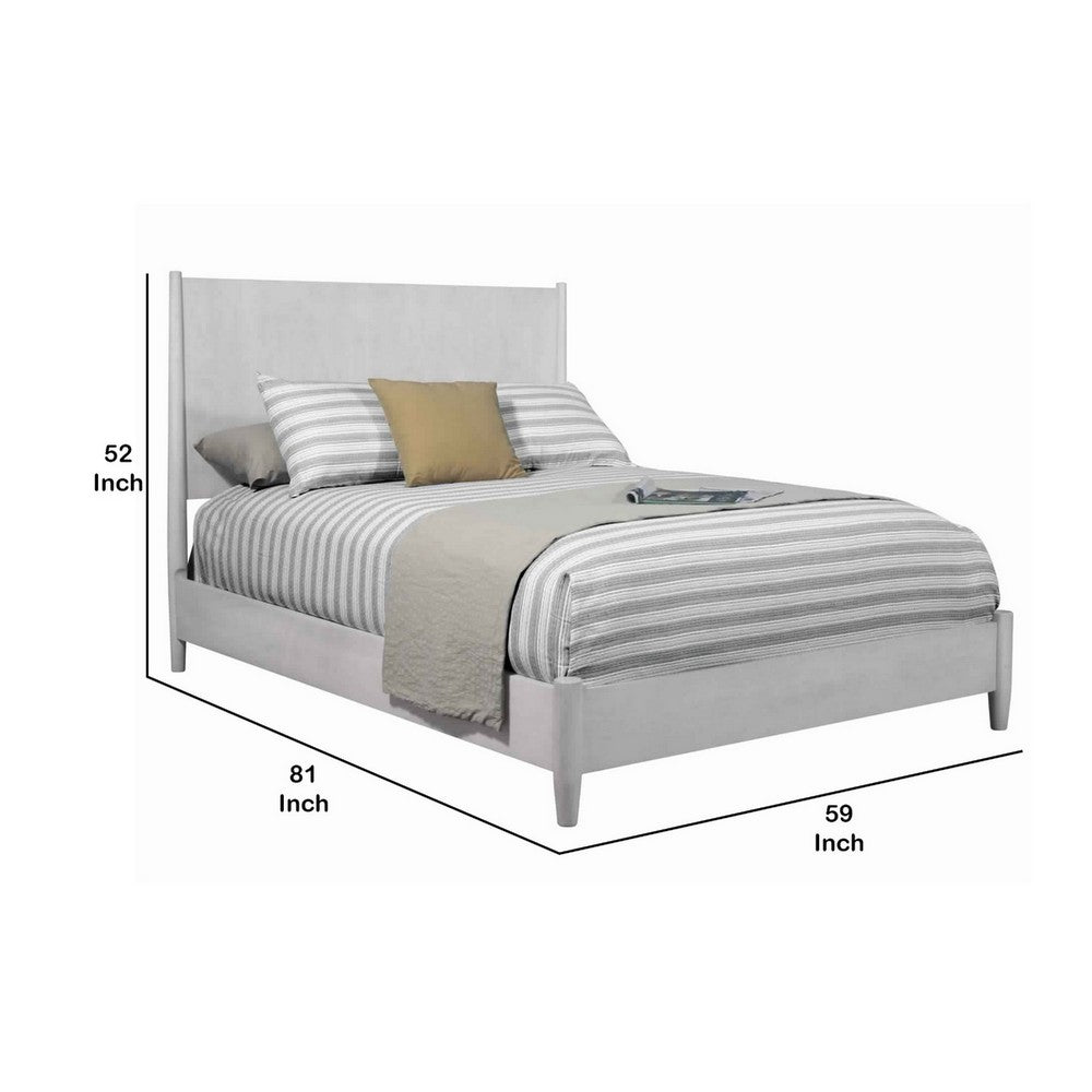 Mid Century Modern Wooden Full Size Bed with Round Legs, Gray