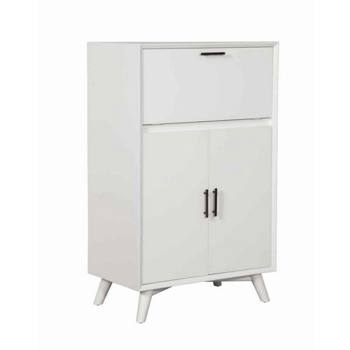 Drop Down Top 2 Door Bar Cabinet with Splayed Legs, White