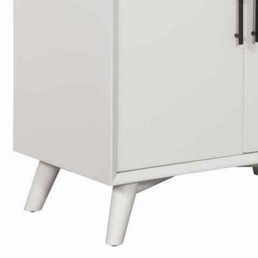 Drop Down Top 2 Door Bar Cabinet with Splayed Legs, White
