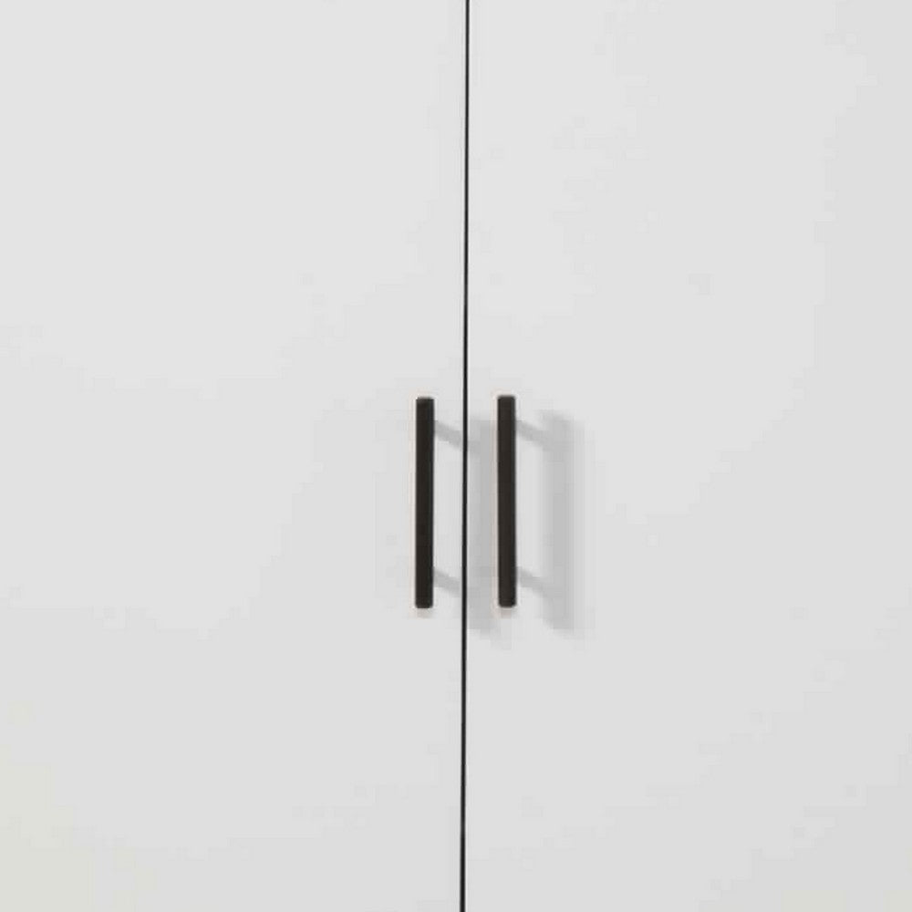 Transitional Style 2 Door Wooden Bar Cabinet with Splayed Legs, White