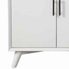 Transitional Style 2 Door Wooden Bar Cabinet with Splayed Legs, White
