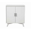 Transitional Style 2 Door Wooden Bar Cabinet with Splayed Legs, White