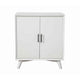 Transitional Style 2 Door Wooden Bar Cabinet with Splayed Legs, White