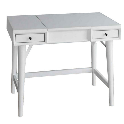 2 Drawer Vanity Desk with Flip Top Mirror and Storage Compartment, White