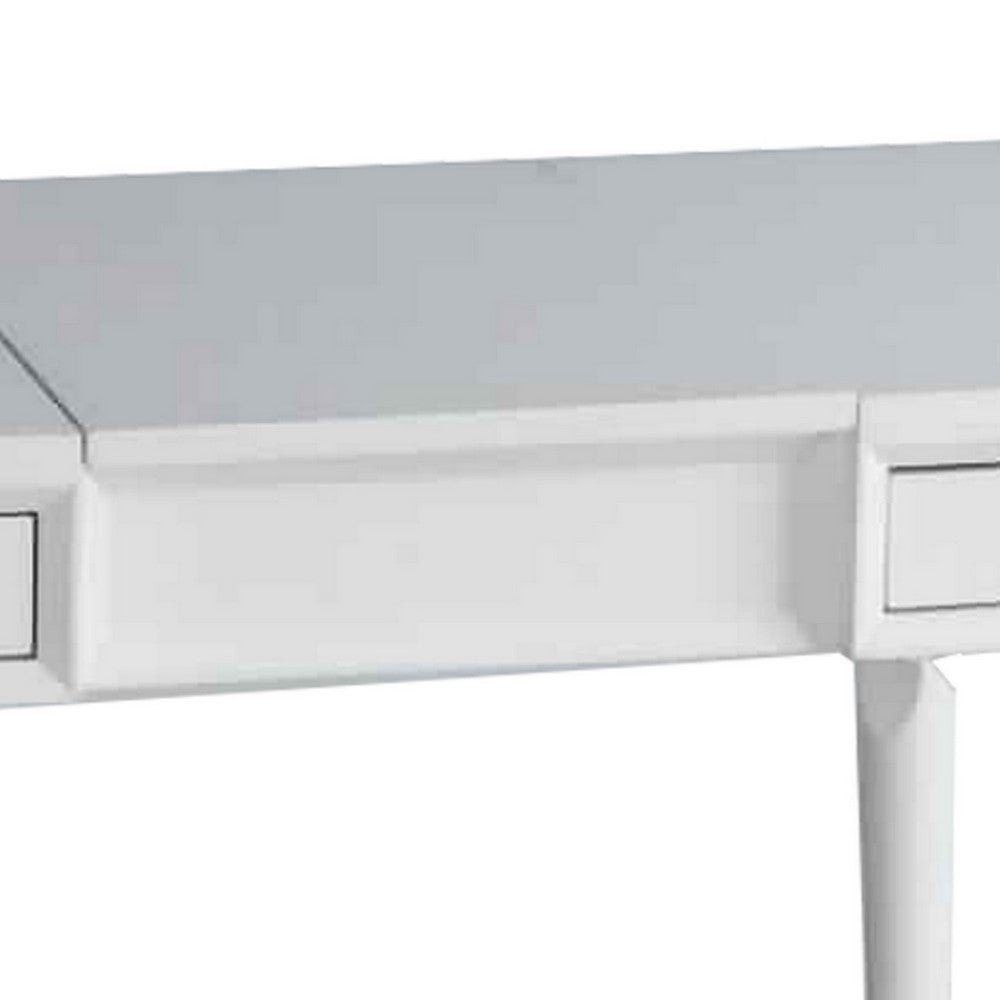 2 Drawer Vanity Desk with Flip Top Mirror and Storage Compartment, White