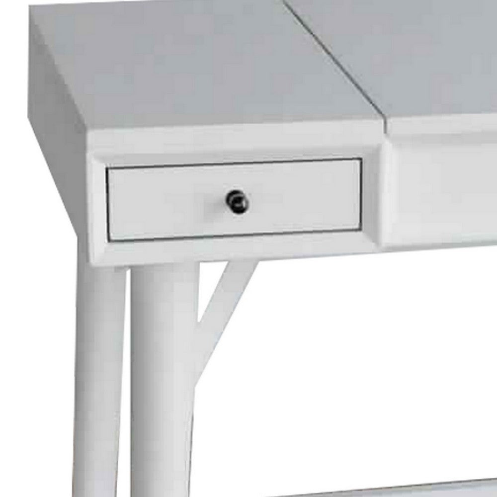 2 Drawer Vanity Desk with Flip Top Mirror and Storage Compartment, White