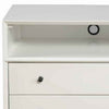 2 Drawer Wooden Nightstand with Open Compartment and Splayed Legs, White