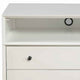 2 Drawer Wooden Nightstand with Open Compartment and Splayed Legs, White