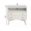 2 Drawer Wooden Nightstand with Open Compartment and Splayed Legs, White
