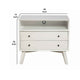 2 Drawer Wooden Nightstand with Open Compartment and Splayed Legs, White