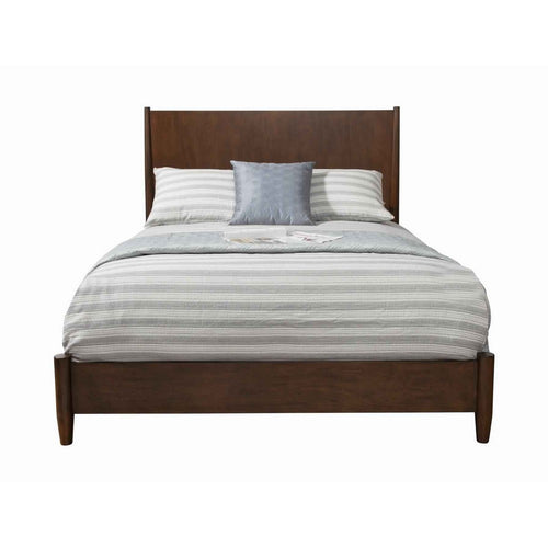 Mid Century Modern Wooden Queen Bed with Round Legs, Brown