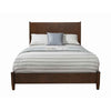 Mid Century Modern Wooden Queen Bed with Round Legs, Brown