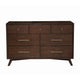 7 Drawer Mid Century Modern Wooden Dresser with Splayed Legs, Brown