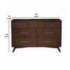 7 Drawer Mid Century Modern Wooden Dresser with Splayed Legs, Brown
