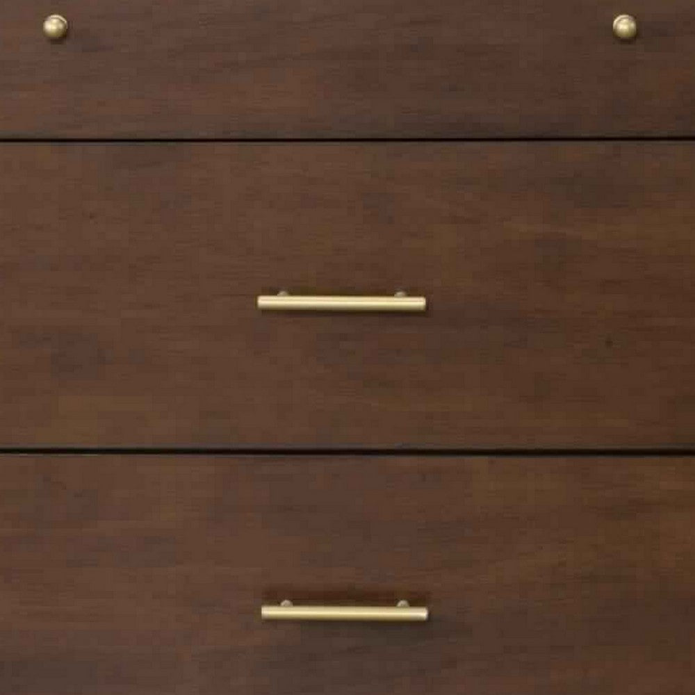 3 Drawer Mid Century Modern Wooden Chest with Splayed Legs, Small, Brown