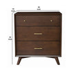 3 Drawer Mid Century Modern Wooden Chest with Splayed Legs, Small, Brown