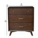 3 Drawer Mid Century Modern Wooden Chest with Splayed Legs, Small, Brown