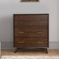 4 Drawer Mid Century Modern Wooden Chest with Pull Out Tray Brown By Casagear Home BM222503