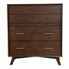 Mid Century Modern Wood Tall Dresser Chest | 4 Drawers | Pull Out Tray | Brown