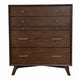 Mid Century Modern Wood Tall Dresser Chest | 4 Drawers | Pull Out Tray | Brown