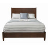 Mid Century Modern Wooden Full Size Bed with Round Legs, Brown