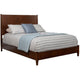 Mid Century Modern Wooden Full Size Bed with Round Legs, Brown