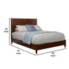 Mid Century Modern Wooden Full Size Bed with Round Legs, Brown
